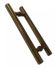 Puxador Bronze 1002 (Mais Claro) 40cm (30cm Entre Furos) Tubular Redondo Porta Vidro Madeira Porto