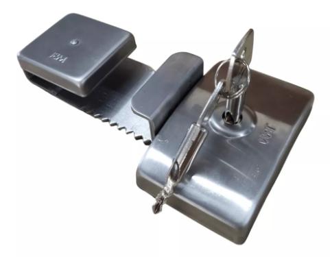 Fechadura Presso / Encaixe FC1 p/ Porta Vidro Correr Ao Inox Escovado