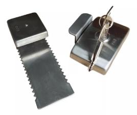 Fechadura Presso / Encaixe FC1 p/ Porta Vidro Correr Ao Inox Escovado
