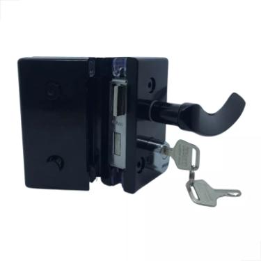 Fechadura Maaneta Recorte 1520 Vidro/Vidro Preta MM - Porta Blindex