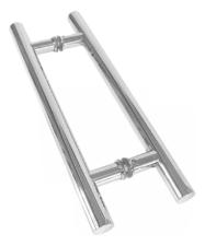 Kit Caixa C/ 3 Puxador Ao Inox 304 45cm (30cm Entre Furos) Tubular Redondo Porta Vidro Madeira Porto