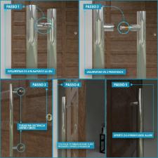 Kit Caixa C/ 4 Puxador Ao Inox 304 45cm (30cm Entre Furos) Tubular Redondo Porta Vidro Madeira Porto
