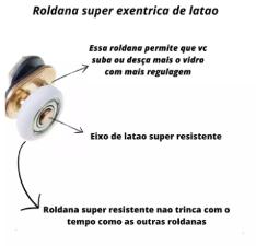Kit c/ 2 Roldanas Super Excntricas Regulagem Compensadora Salva Porta Vidro 8 E 10mm 1125E