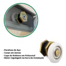 Kit c/ 4 Roldanas Excntricas p/ Box 1125E Porta Vidro Box Banheiro Janela Blindex