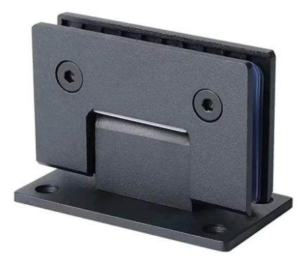 Kit c/ 3 Dobradias 1012 - Gv48 c/ Mola em Ao Inox 304 Preta Estilizada Porta Vidro Box
