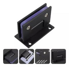 Kit c/ 4 Dobradias 1012 - Gv48 c/ Mola em Ao Inox 304 Preta Estilizada Porta Vidro Box