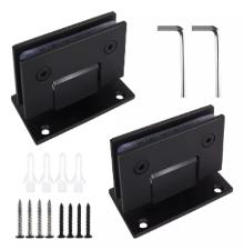 Kit c/ 4 Dobradias 1012 - Gv48 c/ Mola em Ao Inox 304 Preta Estilizada Porta Vidro Box