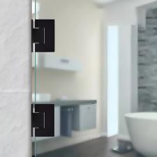 Kit c/ 4 Dobradias 1012 - Gv48 c/ Mola em Ao Inox 304 Preta Estilizada Porta Vidro Box