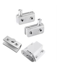 Kit c/ 10 Kits Mini Dobradias p/ Vitrine / Rack com Im Vidros 4 a 8mm