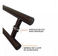 Puxador Bronze 1003 (Mais Escuro) 60cm (40cm Entre Furos) Tubular Redondo Porta Vidro Madeira Porto