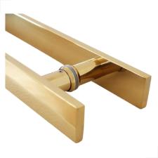 Puxador Dourado 100cm (80cm entre furos) Barra Chata Ao Inox 304 Porta Vidro Madeira Porto