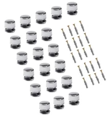 Kit c/ 20 Finessons (Boto Frances) em ABS Cromado + Parafusos p/ Espelhos e Vidros