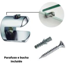 Kit c/ 10 Fendas Boca de Jacar 10mm Redonda Cromada + Parafusos p/ Vidro / Prateleiras