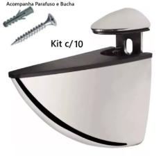 Kit c/ 10 Suportes Bico de Tucano Mdio Cromado + Parafusos