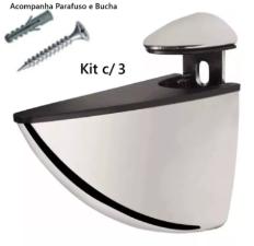 Kit c/ 3 Suportes Bico de Tucano Pequeno Cromado + Parafusos