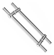 Puxador c/ entre furos Ajustvel Ao Inox 304 (Tamanho 60cm) Tubular Redondo Porta Vidro Madeira Porto