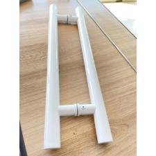 Puxador Branco 30cm (20cm Entre Furos) Tubular Redondo Porta Vidro Madeira Porto