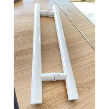 Puxador Branco 30cm (20cm Entre Furos) Tubular Redondo Porta Vidro Madeira Porto