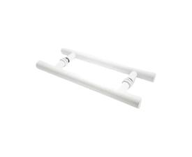 Puxador Branco 30cm (20cm Entre Furos) Tubular Redondo Porta Vidro Madeira Porto
