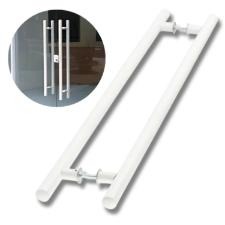 Puxador Branco 30cm (20cm Entre Furos) Tubular Redondo Porta Vidro Madeira Porto