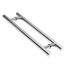 Puxador Aluminio Polido 30cm (20cm Entre Furos) Tubular Redondo Porta Vidro Madeira Porto