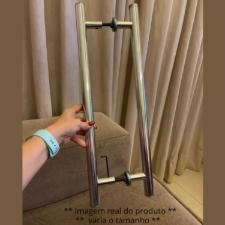 Puxador Aluminio Polido 30cm (20cm Entre Furos) Tubular Redondo Porta Vidro Madeira Porto
