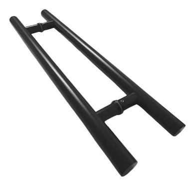 Puxador Preto 30cm (20cm Entre Furos) Tubular Redondo Porta Vidro Madeira Porto