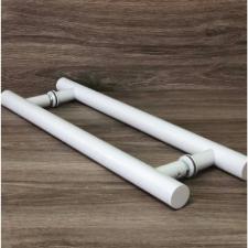 Puxador Branco 40cm (30cm Entre Furos) Tubular Redondo Porta Vidro Madeira Porto