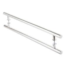 Puxador Alumnio Polido 40cm (30cm Entre Furos) Tubular Redondo Porta Vidro Madeira Porto