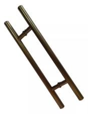 Puxador Bronze 1002 (Mais Claro) 60cm (40cm Entre Furos) Tubular Redondo Porta Vidro Madeira Porto