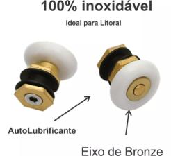 Kit c/ 2 Roldanas Excntricas (Sem Rolamento) Tec Vidro 6mm 2125R6TV Porta Box