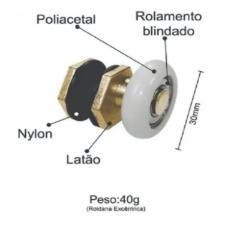 Kit c/ 2 Roldanas Excntricas (Com Rolamento) Tec Vidro 8mm 2125R8TVR Porta Box