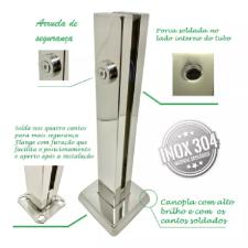 Torre Coluna Pina Inox 304 30cm Base Quadrada Guarda Corpo