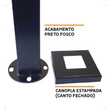 Torre Coluna Pina Inox 304 60cm Preta Base Quadrada Guarda Corpo