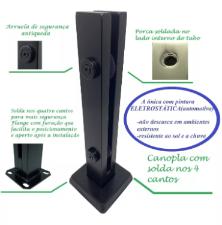 Torre Coluna Pina Inox 304 60cm Preta Base Quadrada Guarda Corpo