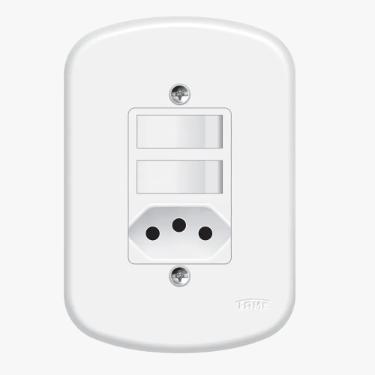 Conjunto Fame Blanc Com Placa 2 Simples + Tomada 2p+t. 1363