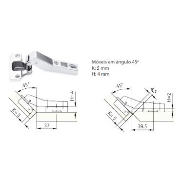 Dobradia 45 Graus Modulo A - FGVTN