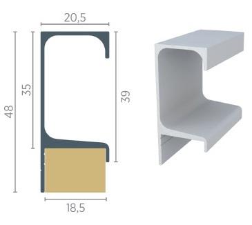 Perfil Rometal Pux Preto 18mm Rm-086 (GRAP) C/ 03MT