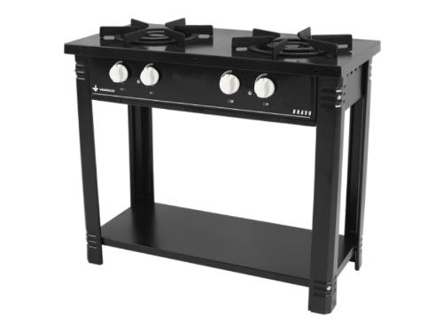 FOGO 2 BOCAS BRAVO PRETO COM MANIPULO BRANCO SEM ESPERA PARA FORNO - VENNCIO