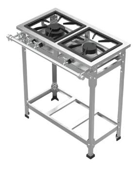 FOGO 2 BOCAS EXTRA INOX 1 QUEIMADOR SIMPLES E 1 DUPLO COM ESPERA PARA FORNO 30X30 - VENNCIO