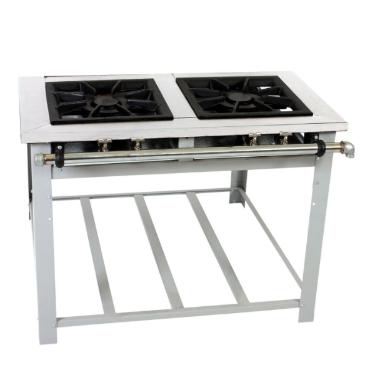 FOGO 2 BOCAS MAXI INOX QUEIMADORES DUPLOS COM ESPERA PARA FORNO 40X40 - VENNCIO