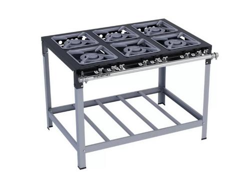 FOGO 6 BOCAS STORI PREMIUM CENTRAL QUEIMADORES DUPLOS 40X40 - METALMAQ