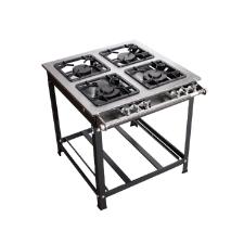 FOGO 4 BOCAS PRIME INOX 2 QUEIMADORES SIMPLES E 2 DUPLOS COM ESPERA PARA FORNO 30X30 - JS FOGES