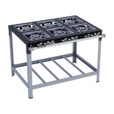 FOGO 6 BOCAS STORI PREMIUM COM ESPERA PARA FORNO 3 QUEIMADORES SIMPLES E 3 DUPLOS 30X30 - METALMAQ