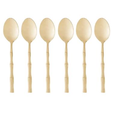 JOGO 06 COLHERES INOX MESA BAMBU ELEGANT DOURADO 19,8CM