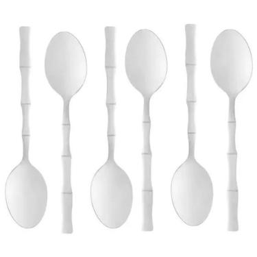 JOGO 06 COLHERES MESA INOX BAMBU ELEGANT 19,8CM