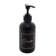 PORTA CREME DE VIDRO FOSCO COM PUMP PLASTICO PRETO 250ML