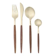 FAQUEIRO 24 PEAS INOX CABO ESTAMPA MADEIRA DOURADO