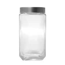POTE VIDRO C/ TAMPA DE ACRILICO PRATEADA 2,2L