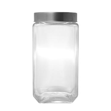POTE VIDRO C/ TAMPA DE ACRILICO PRATEADA 2,2L